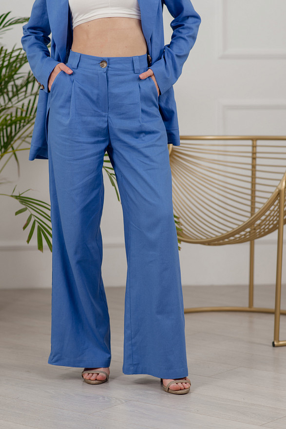 Denim linen palazzo trousers