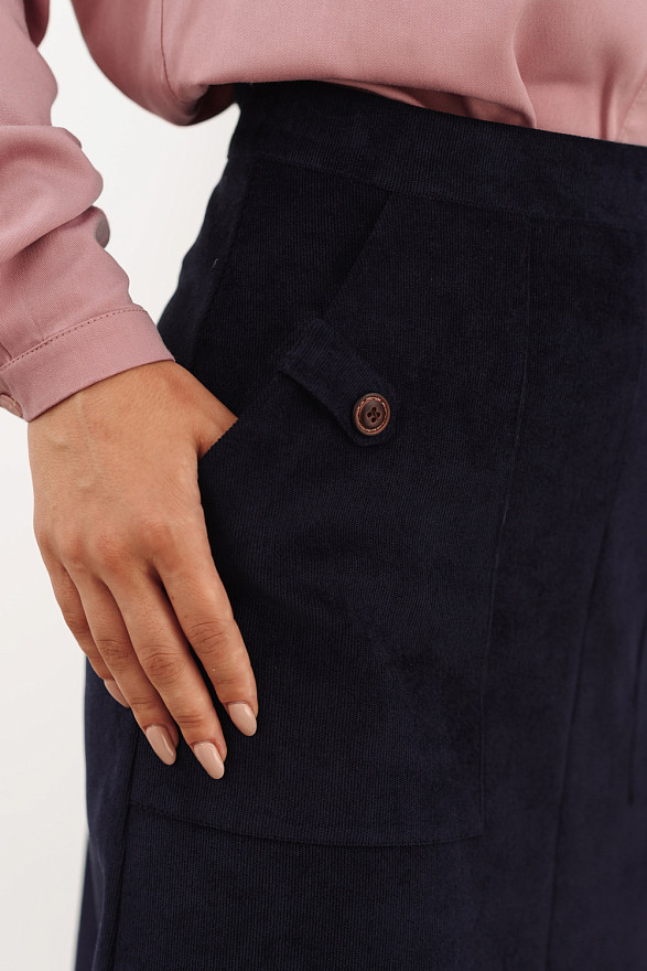 Синя спідниця з кишенями