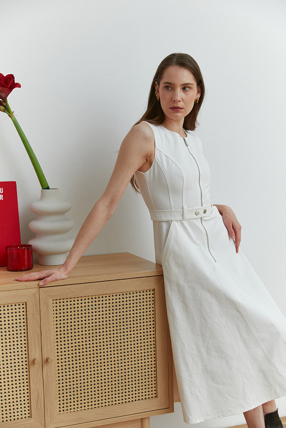Milky cotton sleeveless dress