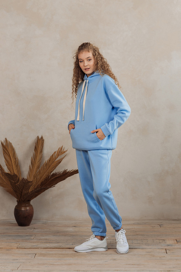 Блакитний світшот з капюшоном