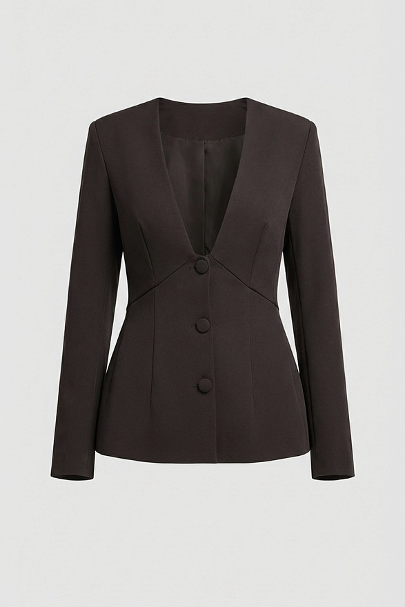 Шоколадный приталенный пиджак
