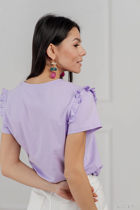 Лілова футболка з коротким рукавом