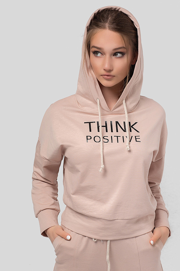 Толстовка бежевая с капюшоном