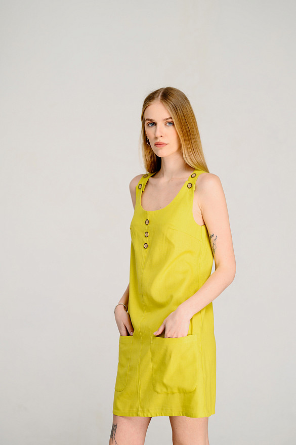 Желтый льняной сарафан