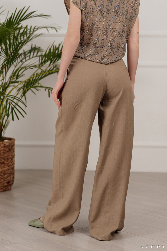 Hazelnut linen palazzo trousers