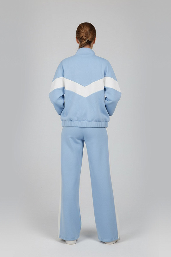 Blue walking suit with stripes