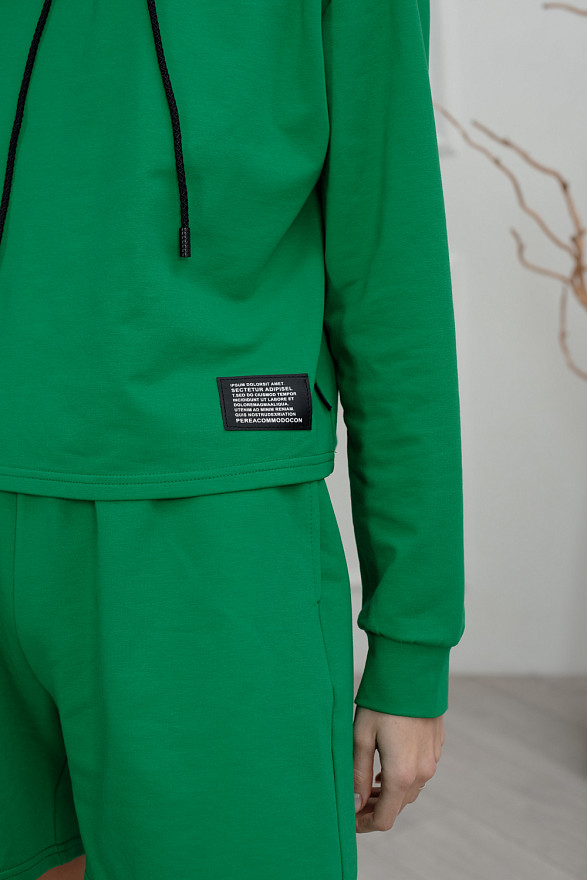 Green blended cotton jersey suit