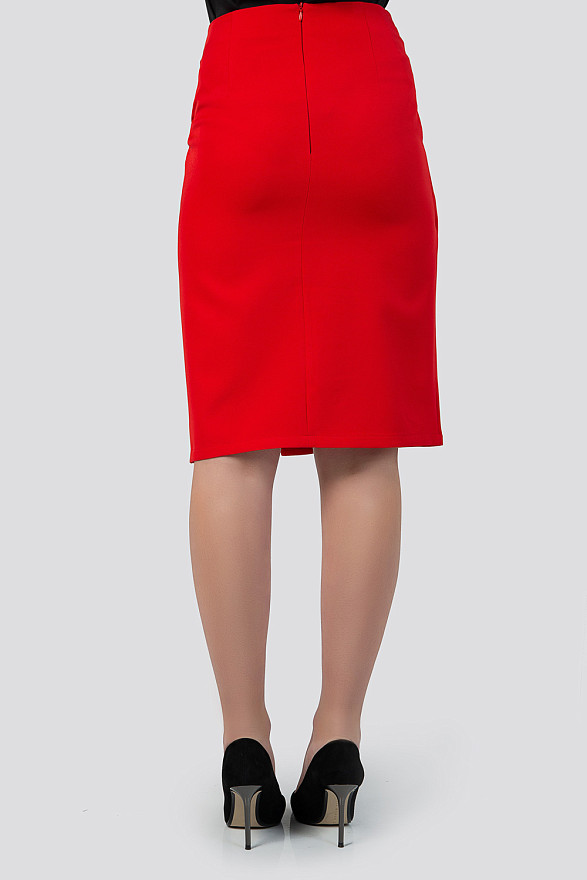Red wrap skirt with pocket