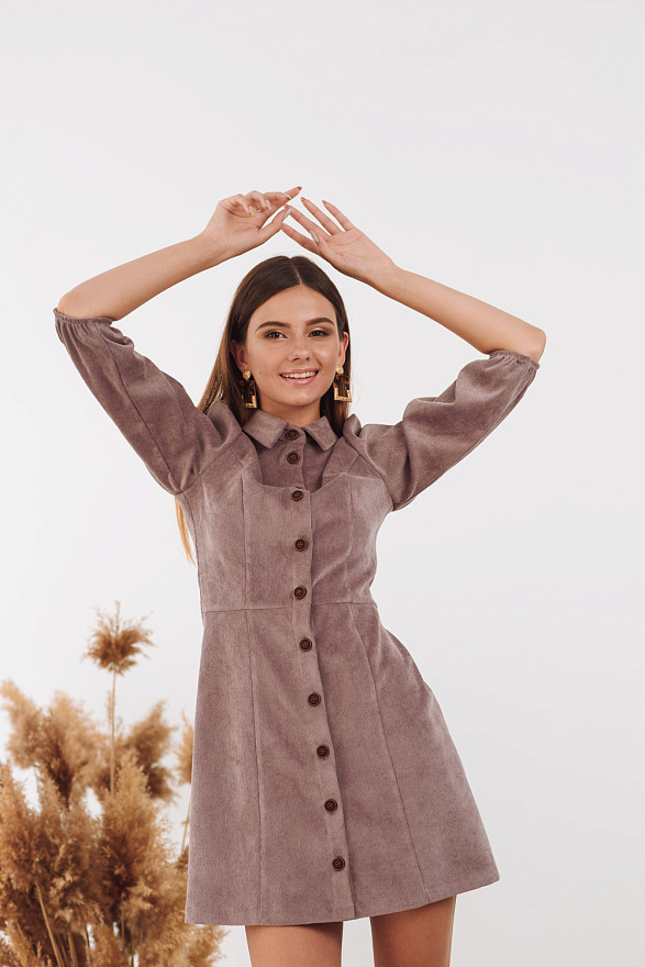 Corduroy dress with buttons