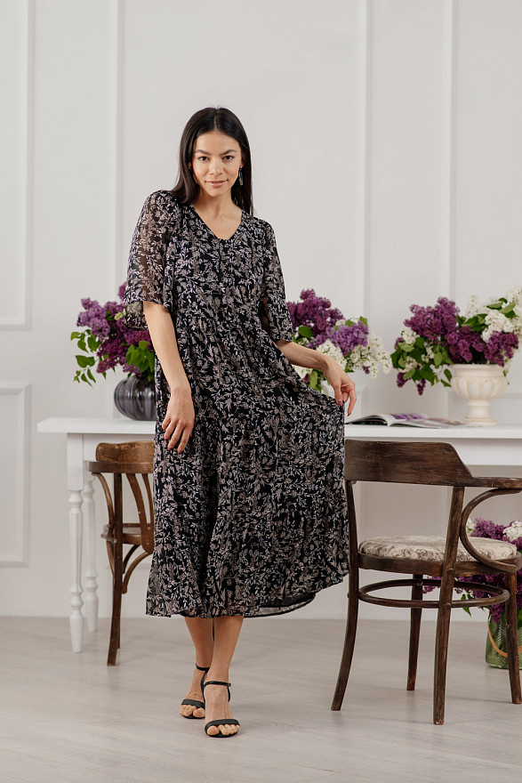 Летюче шифонове максі плаття чорного кольору