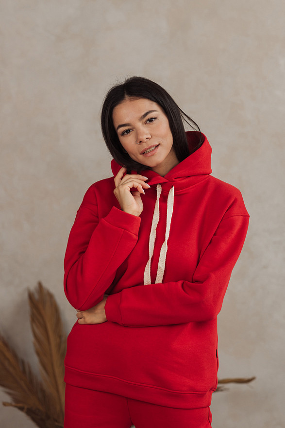 Червоний світшот із зав'язками