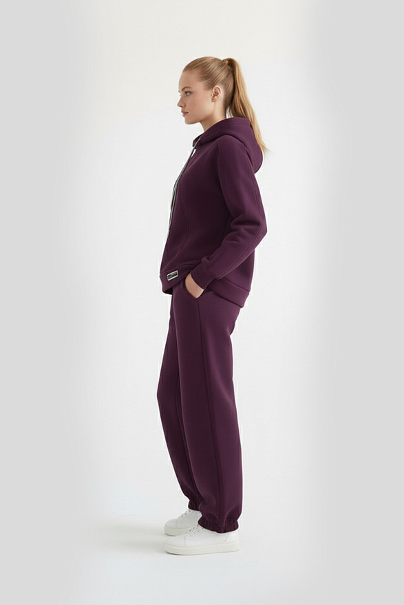 Warm women's suit in eggplant color