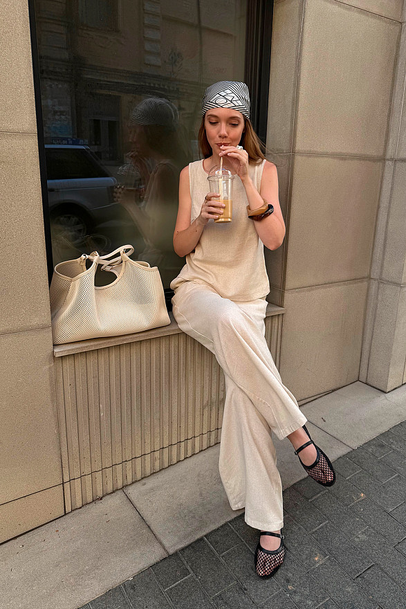 Лляні штани на резинці