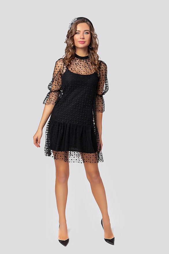 Black dress with a star mesh