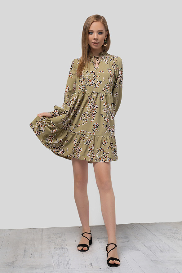 Leopard Mini Dress with drawstrings