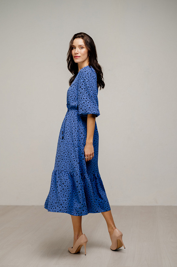 Straight fit maxi dress in denim color