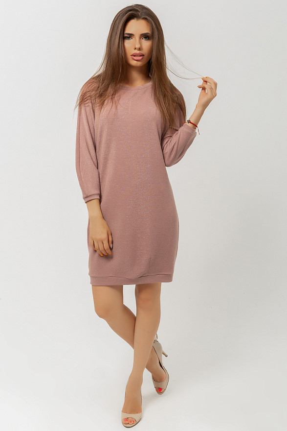 Трикотажное платье в цвете капучино