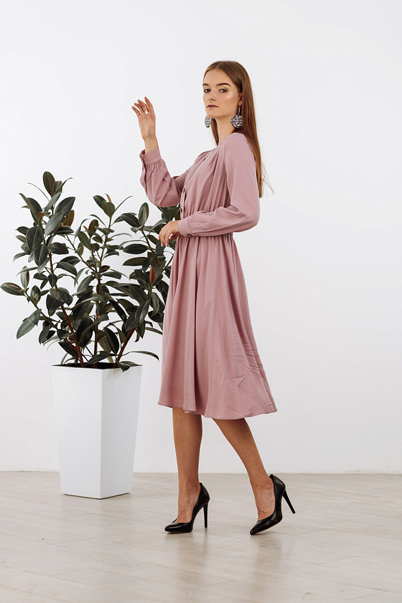 Фрезове міді плаття на еластичному поясі