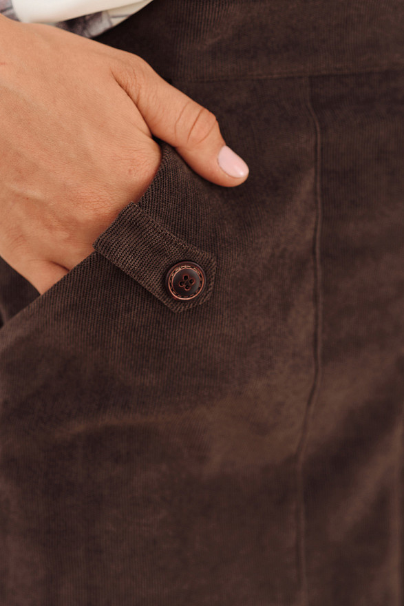 Вельветова шоколадна спідниця