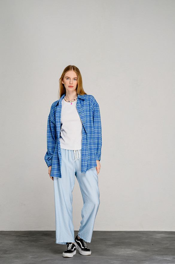 Удлиненная рубашка оверсайз в мятном цвете