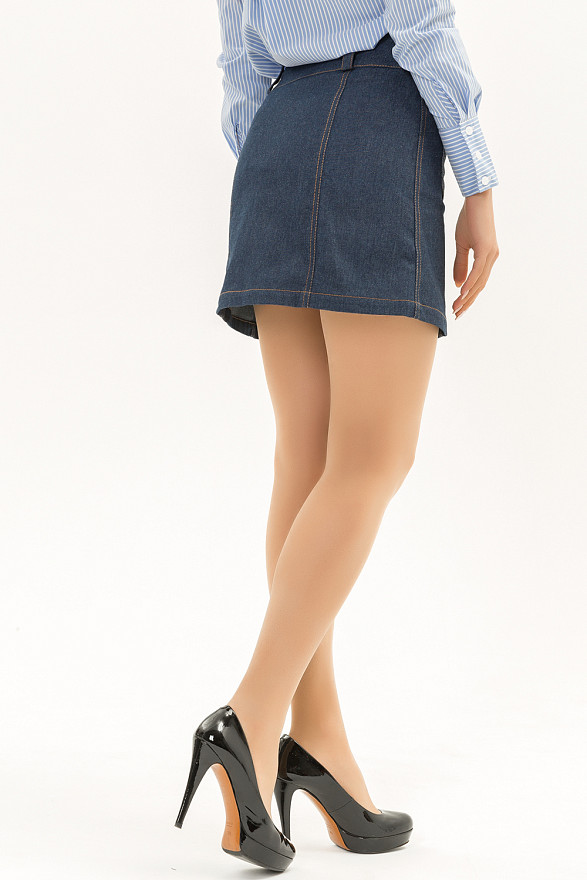 Модна спідниця-трапеція у темно-синьому кольорі