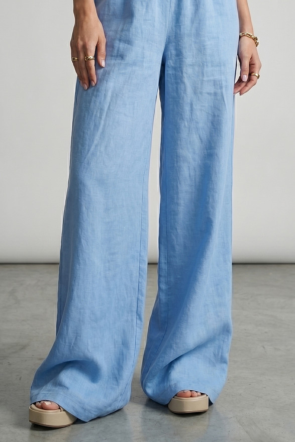 Блакитні вільні жіночі штани на резинці