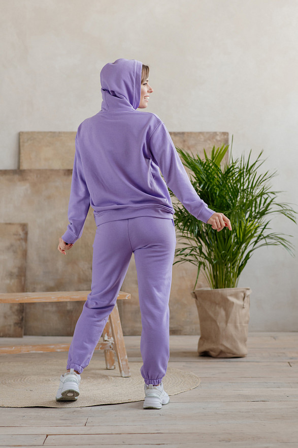 Лиловый свитшот с капюшоном