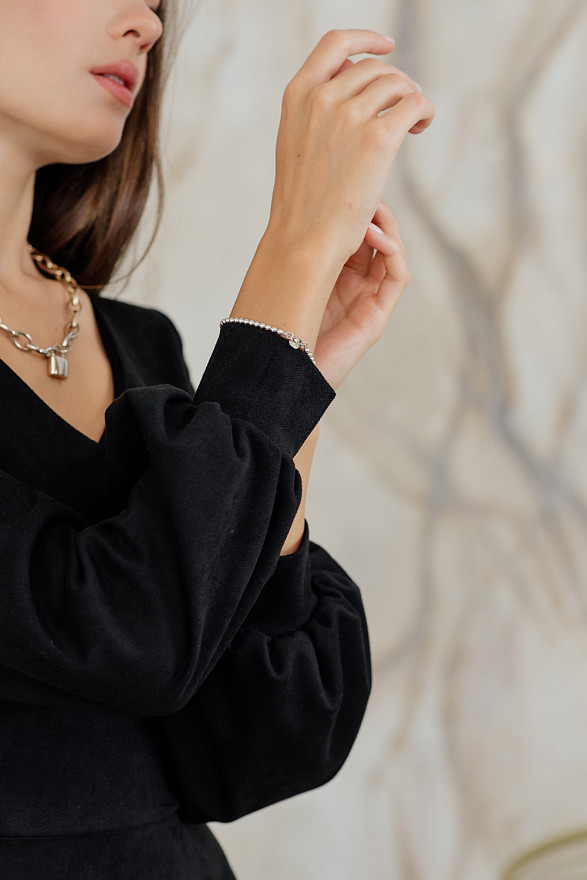 Black V-neck midi dress