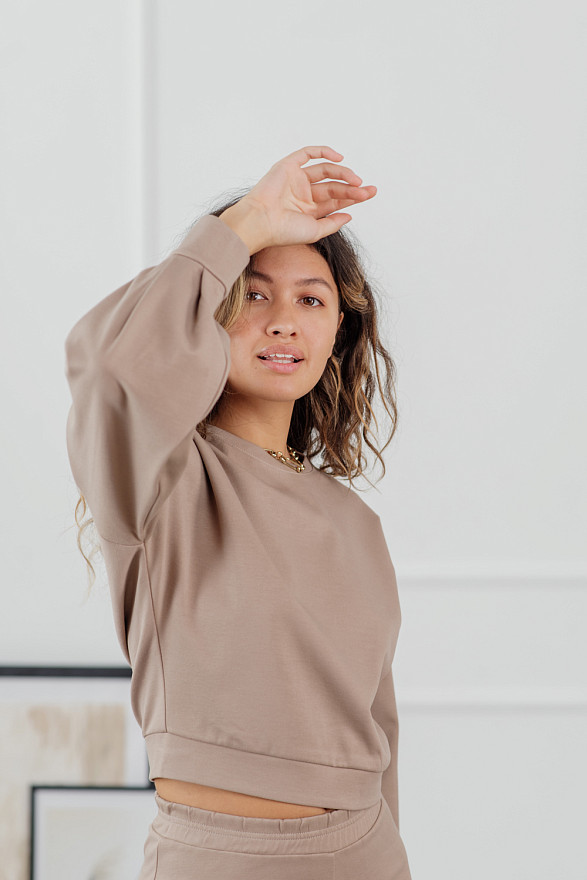 Костюм з бавовни з укороченим світшотом