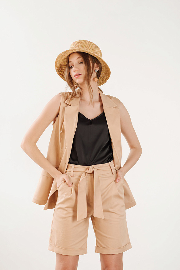 Sandy Color V-Neck Vest