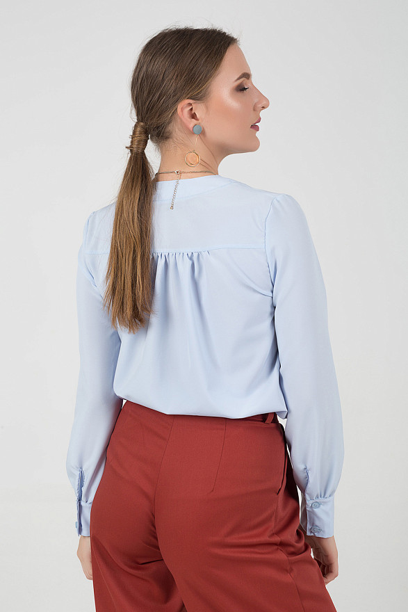 Blouse with a V-neck and assembly