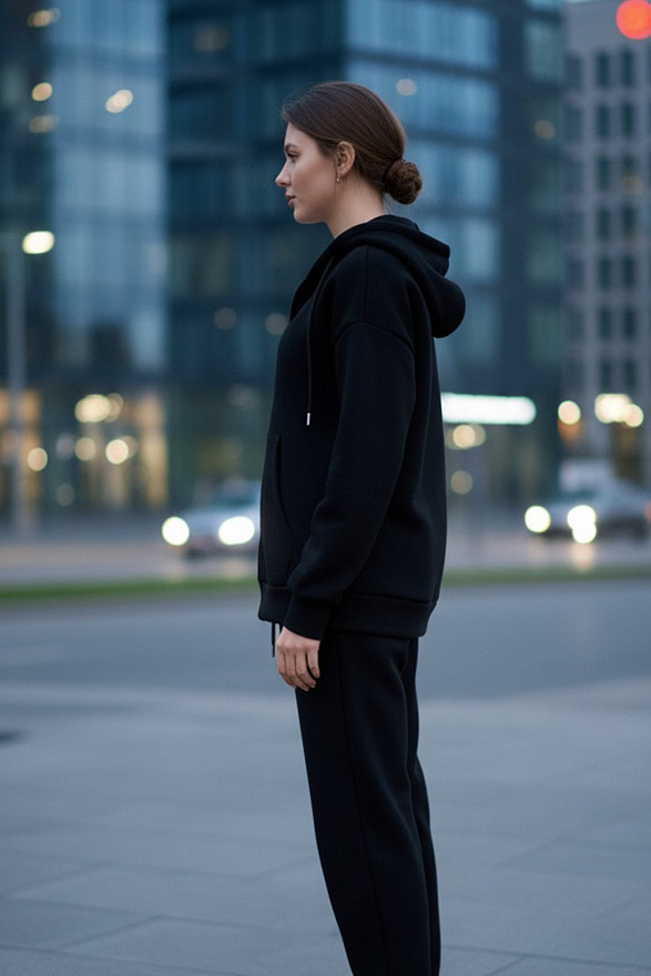 Black oversized zip-up sweatshirt
