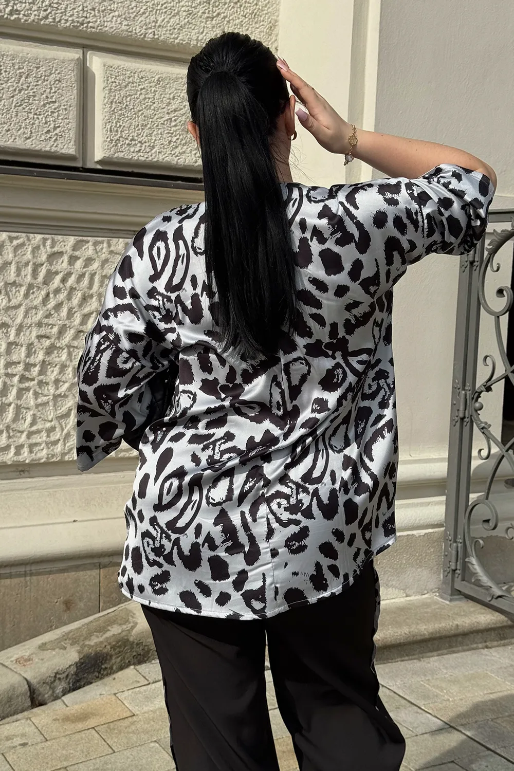 Black silk suit