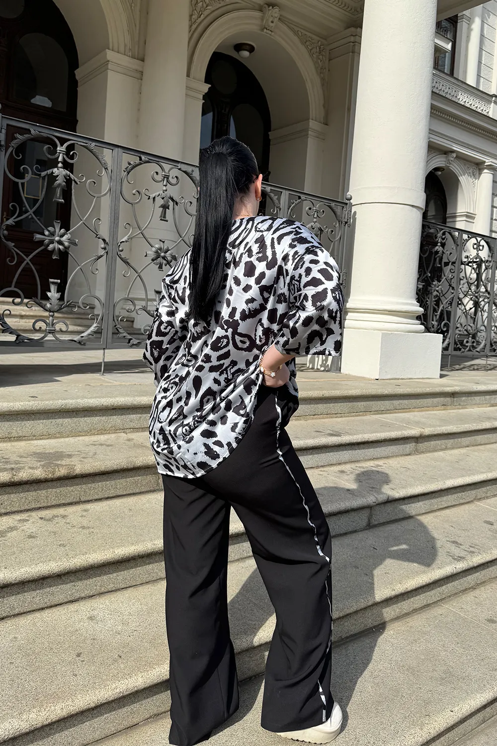 Black silk suit