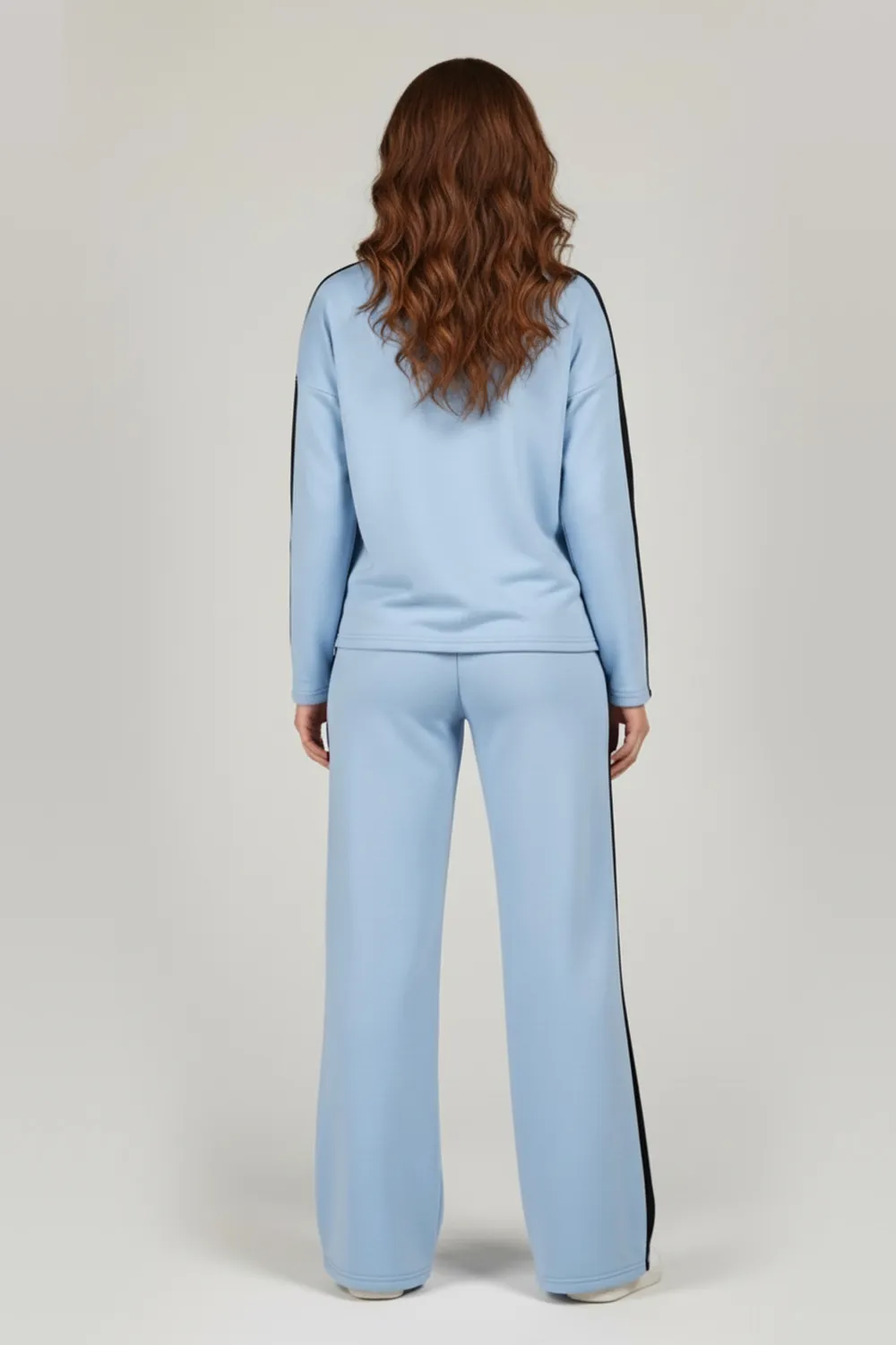 Blue walking suit with stripes