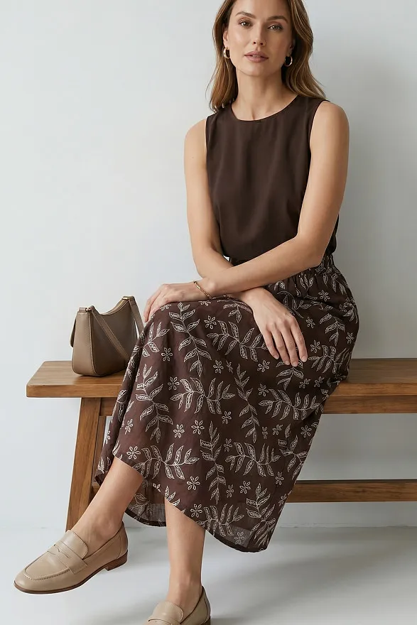 Chocolate A-line skirt made of proshva — buy at AZURI