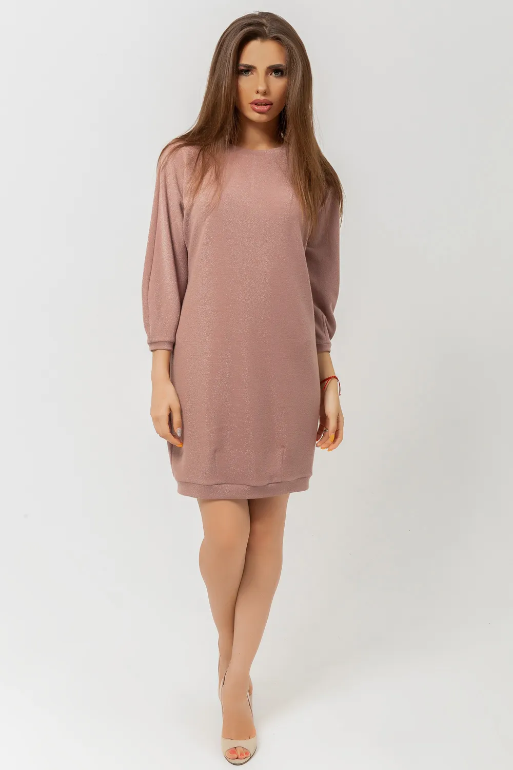 Knitted dress in cappuccino colour