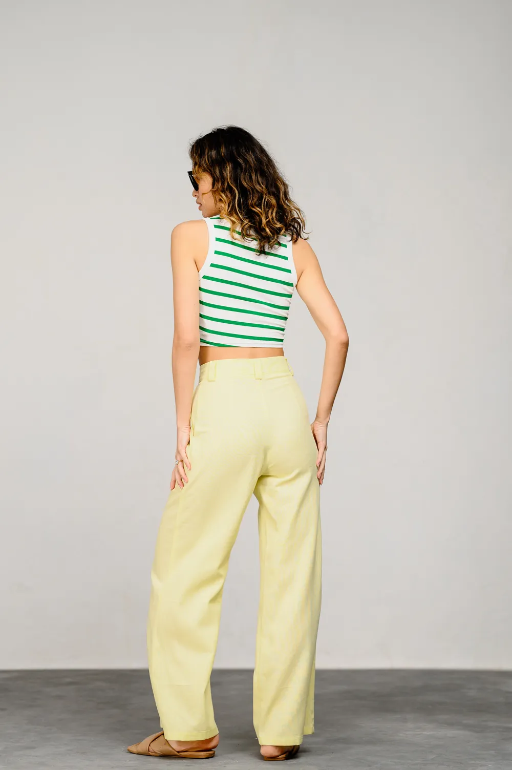 Green casual crop top