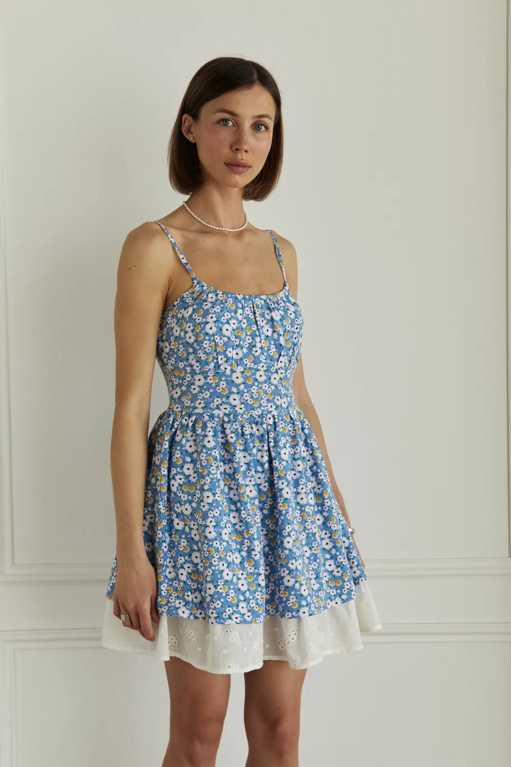 Blue sundress with additional stitching lining