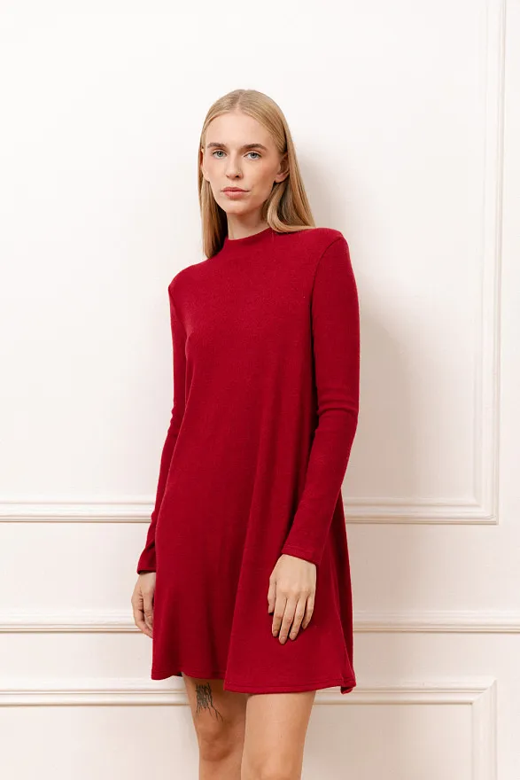 Buy Red knitted A-line dress  Women's clothing store AZURI