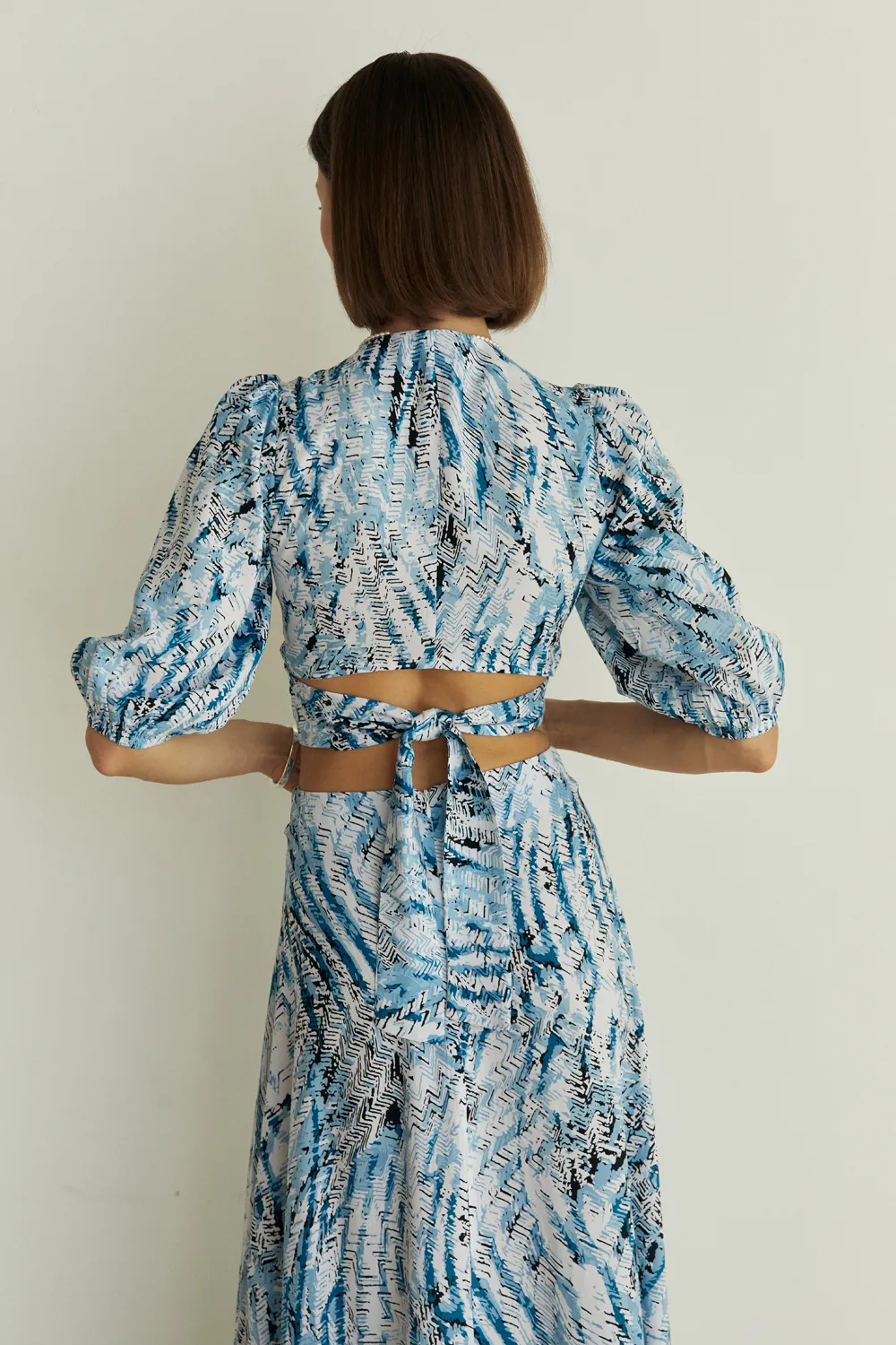 Turquoise stylish top and skirt suit
