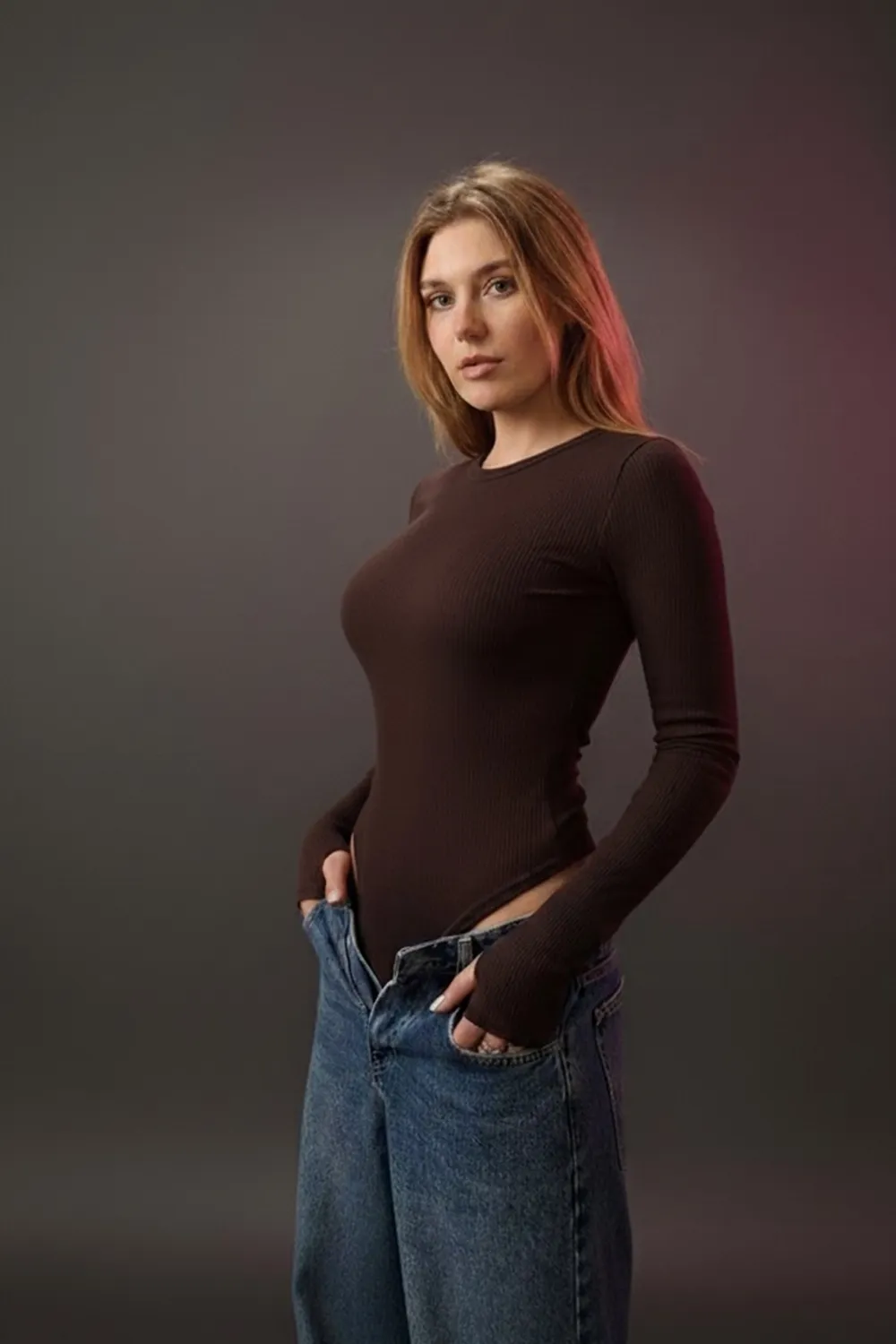 Insulated bodysuit with a round neck in the color 