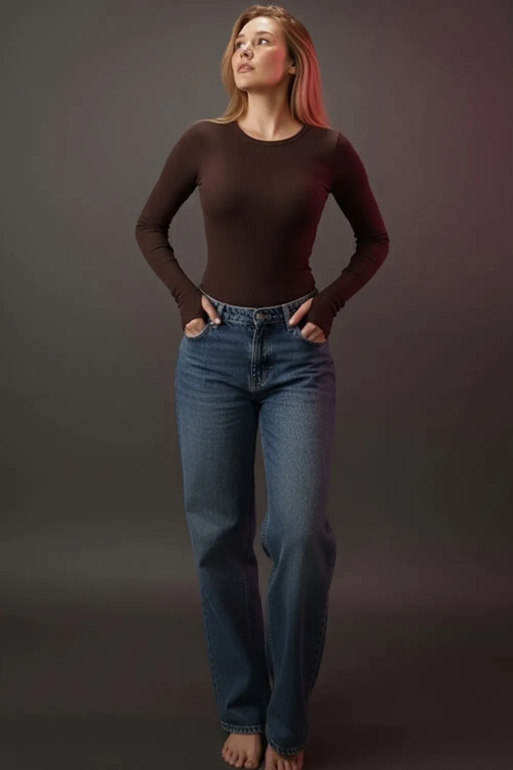 Insulated bodysuit with a round neck in the color 