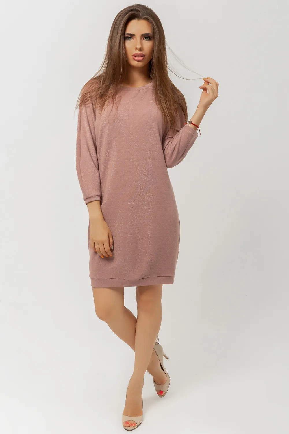 Knitted dress in cappuccino colour