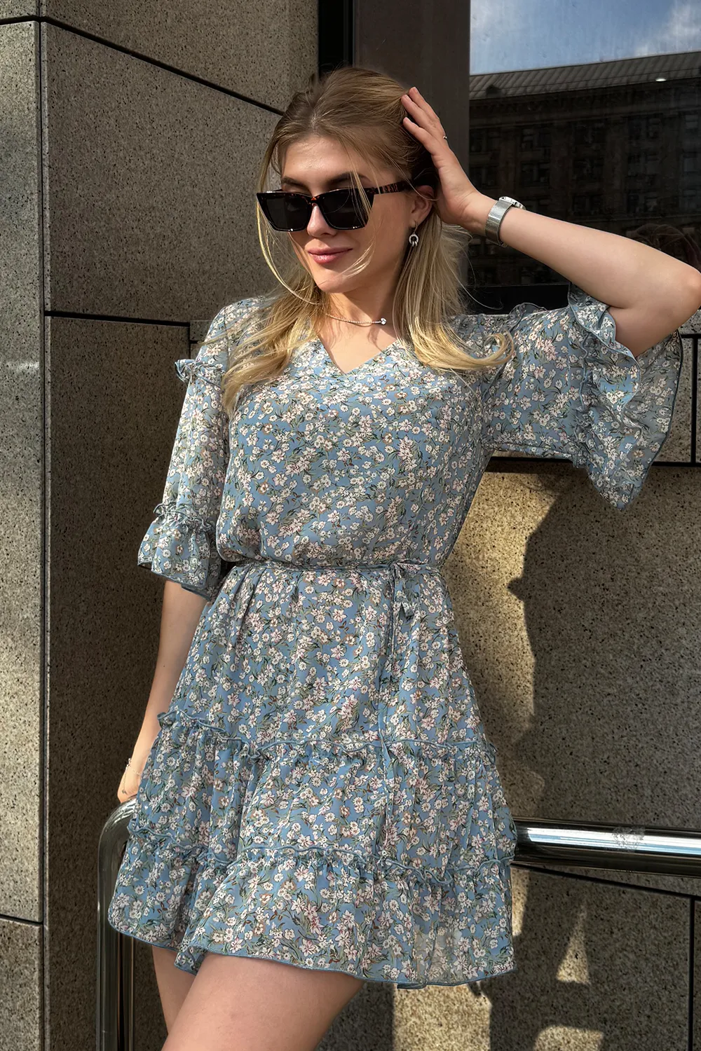 Blue chiffon dress